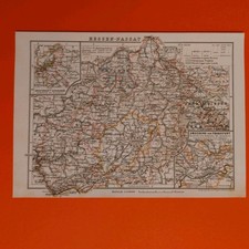 Lithographie Landkarte  Hessen NASSAU 1904