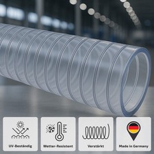 Saugschlauch | Transparent | Spiralschlauch Förderschlauch Pumpen - Meterware