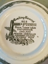 Englisches Porzellan Schale Coaching Taverns Royal Tudor Ware 24cm Dm 7cm H