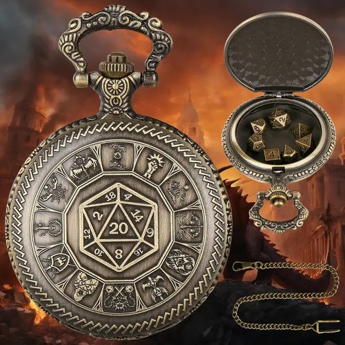 Taschenuhr mit d20 design - taschenuhr,
