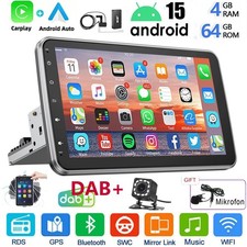 DAB+ Android 15 Autoradio 1 DIN GPS Navi RDS WIFI 360° Drehbar Bildschirm+Kamera