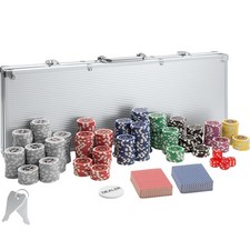 Pokerset inkl. Aluminiumkoffer Pokerkoffer Poker chips set silber B-Ware