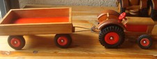 alter  DDR Holz Traktor mit  Hänger ca 1970