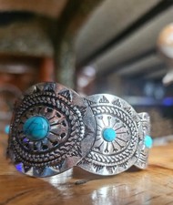 Armreif Vintage Little Big Horn Armband Indianerschmuck Türkisfarbenes Offenes