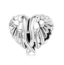 Charm Perle Herz Flügel Engel 925 Silber - Anhänger für Armband