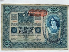 Alte Geldscheine aus DeutschÖsterreich 1000 Kronen