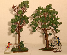 Zinnfiguren flach 1760 Preussen vs Österreich Hinterhalt Bäume 14cm sehr gute SB