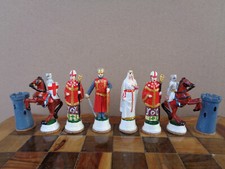 Schachspiel Zinnlegierung, III.Kreuzzug 1191,Löwenherz-Saladin,