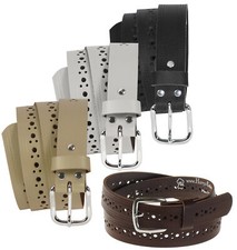 Gelochter Ledergürtel in 3 cm Breite 4 Farben Gürtel Damengürtel