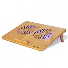 KLIM Bamboo - Laptop Kühlpad Einstellbare Geschwindigkeit Kühlständer mit Lüfter