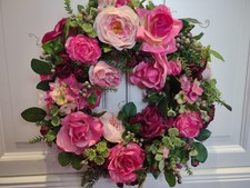 Türkranz Frühling Sommer  künstliche Blumen pink/rosa/bordeaux