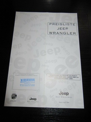 Jeep wrangler preisliste - jeep,