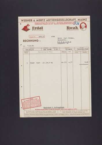 Mainz rechnung 1932 werner - mainz,,