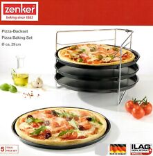 Zenker 5-tlg Pizza Backset 4 Bleche + Etagere Etagen Bleche Pizzableche 29cm