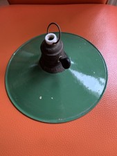 D.R.G.M.  Industrie Werkstatt Lampe Bauhaus Emaille Messing grün Deckenlampe