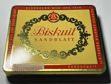 Vintage Biskuit Sandblatt Tabak Blechdose - 1950 - Zigarrendose - Guter Zustand