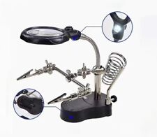 Löthilfe Dritte Hand LED Fixierhilfe 3,5&12 Fach Lupe Platinenhalter Basteln NEU