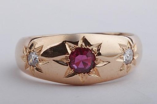 Rubin brillant diamant ring - rubin,