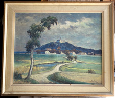 ::PESEK SIGNIERT - TSCHECHISCH BURG ZELENA HORA BEI NEPOMUK ANTIK ÖLBILD