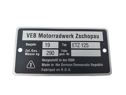 Typenschild etz 125 - etz,