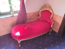Barock Chaiselounge Sofa Ottomane rot gold Liege Recamiere