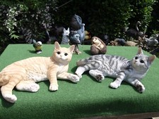 Katze deko figur grau - oder, rot