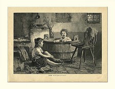 Im Bade Mädchen Holzzuber Protest von Vautier HOLZSTICH M 352