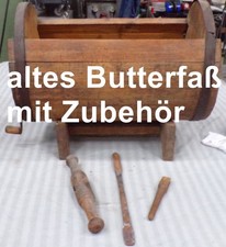 altes Butterfaß mit Zubehör, gebraucht, Deko