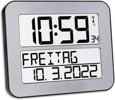 TFA Dostmann TimeLine Max Funkuhr Wanduhr Digital Wochentag Datum Seniorenuhr