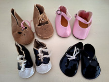 4 antike Puppenschuhe von 1920 - 50er Jahre 