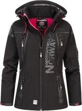 Geographical Norway Damen Jacke Softshelljacke Wasserdicht Schwarz Winterjacke