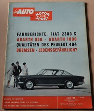 AMS 26/1961 Fiat 2300 S, Peugeot 404, Abarth 850 TC, 1000 Bialbero, 1000 Manomil