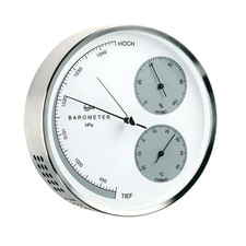 Barigo Wetterstation Nr. 351, Edelstahl Ø 160 mm, englische Beschriftung (°C / h