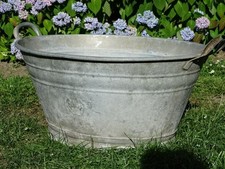 ALTE ZINK PFLANZ - GARTEN - BADE WANNE WOHL UM 1960 / ca. 50 LITER / W 04