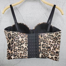Damen Tank Bustier Bh Bralet Korsett Kurz Top Leopard Spaghettiträger Brown