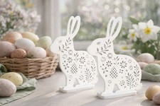 2er Set Osterhase Deko Weiß