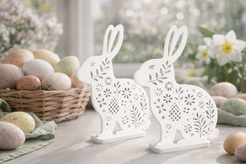 2er set osterhase deko weiß - 2er,