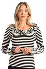 Ringelshirt mit rüschen damen - ringelshirt,