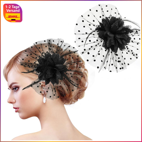 Haarspange feder blume schwarz - feder,