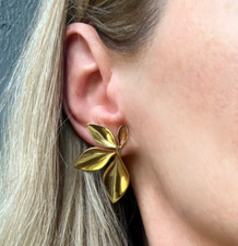 Ohrringe Blüte vergoldet Kupfer Blatt Edelstahl Geschenk für Frauen Trendschmuck
