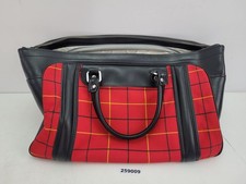 Handtasche Reisetasche Tasche DDR vintage Stoff kariert rot schwarz alt #259009