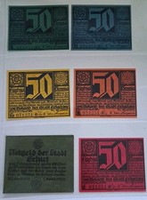 Erfurt 5 x 50 Pfennig Notgeld Note Banknote Sammlung