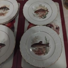 6 X Teller mit Fischdekor