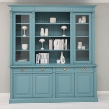 Vitrinenschrank Bücherschrank Regalschrank Bücherregal Landhaus Stil Massiv