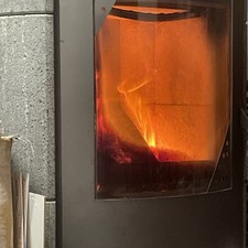  Kaminofen Stahl Schwarz Speckstein Naturstein 8 kW Holzfach