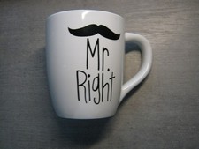 Kaffetasse Tasse Mr. Right weiß XL XXL Becher groß riesig Porzellan Tee 700ml