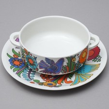 70s Suppenschale mit Unterteller Acapulco VITRO Porzellan Villeroy & Boch V.RAI