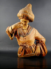 Holzfigur Schnitzkunst Lüsterweibchen Teil von Kronleuchter nur Figur Holz 1900