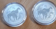 Silbermünze 2x 1/2 OZ Lunar II Pferd 2014
