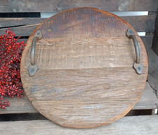 ❤ Rundes Tablett aus Altholz mit Griffen  Deko  Holz Vintage alt used ❤